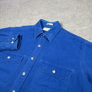 Vintage St Johns Bay Shirt Mens L Tall Blue Flannel Thick Chamois Cotton Heavy